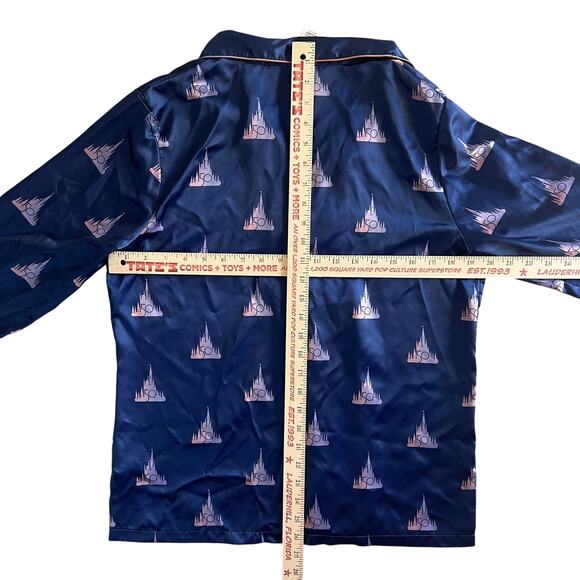 Disney 50th Anniversary Satin Pajama Set Castle Print Blue Size M - Picture 7 of 11
